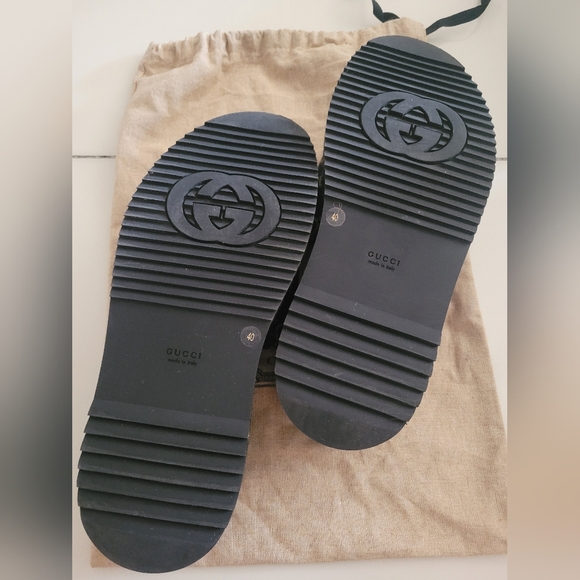 GUCCI Angelina Platform SandalBlack Jacquard Denim Like New! - Picture 7 of 9